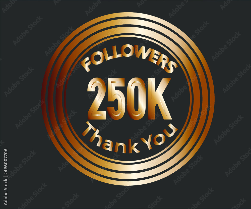 250k followers celebration design with bronze numbers. vector illustration