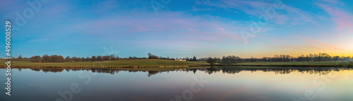 Shoulder of Mutton Pond panorama at sunset in 
Woburn Park. England photo