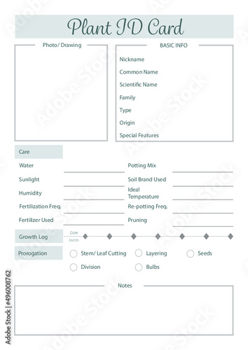 Plant Journal-Plant ID Card