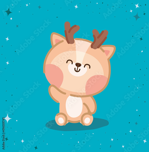 kawaii reindeer card