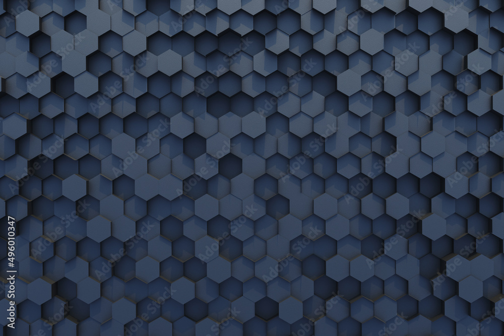 black Honeycomb abstract wallpaper 3d render