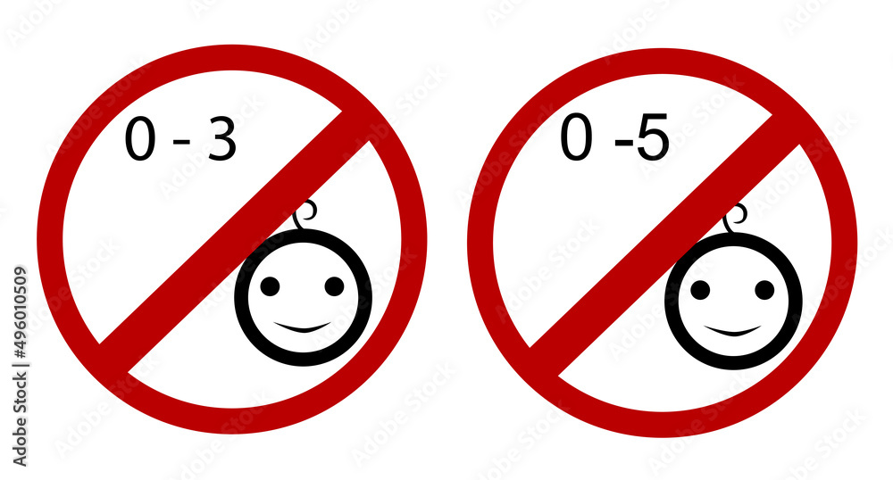 Simple Vector Set Prohibited Sign, Not Suitable for Children Under 3 and 5 Year Old Simple Vector Set Prohibited Sign, Not Suitable for Children Under 3 and 5 Year Old