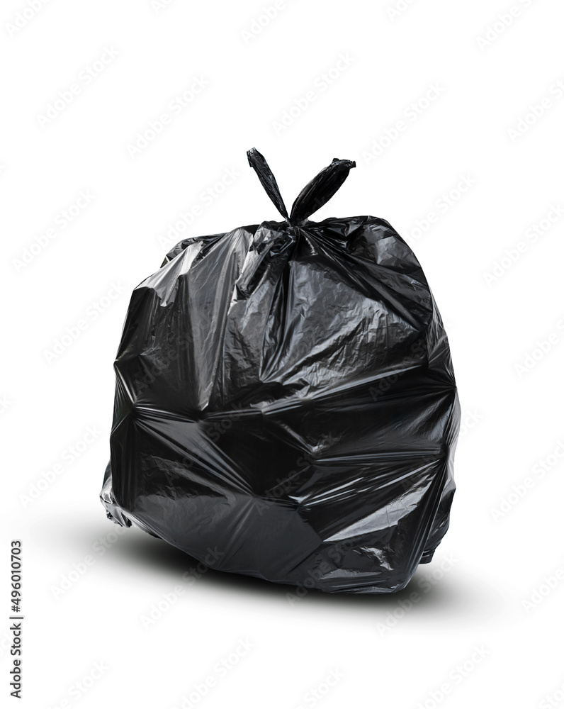 black garbage bag isolated on white