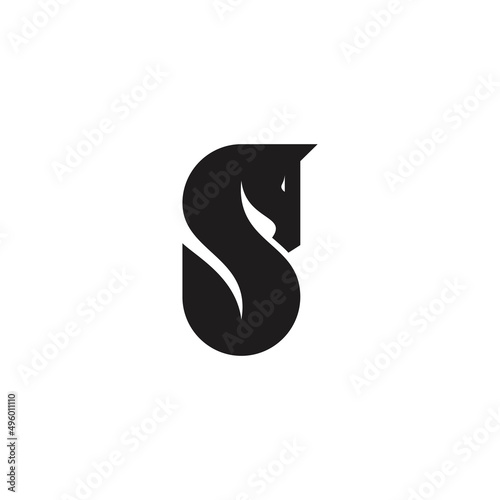 letter S horse logo design unique