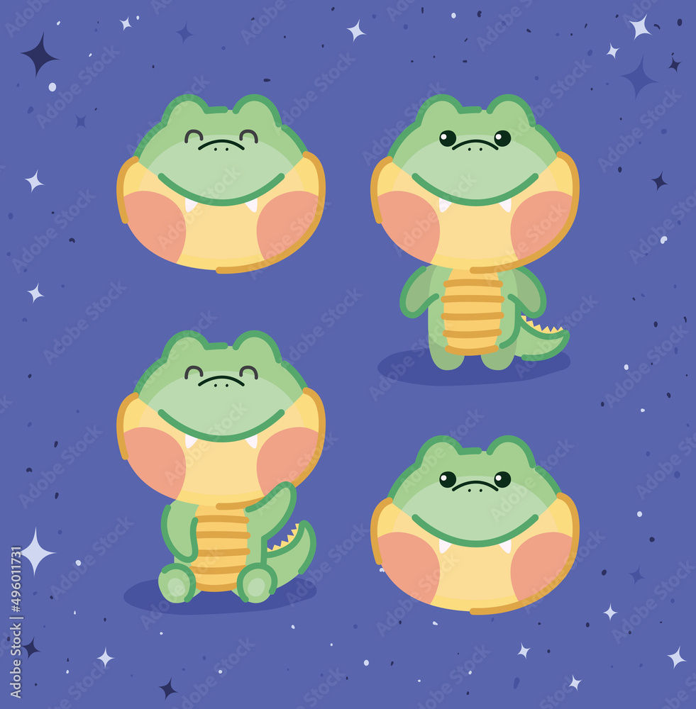 Obraz premium four crocodiles set