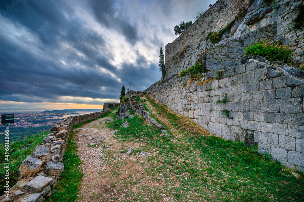 Fortress of Klis at sunset. Croatia
