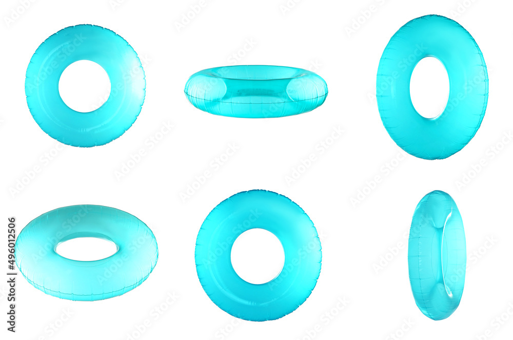 Set of blue inflatable ring isolated on white Set of blue inflatable ring isolated on white