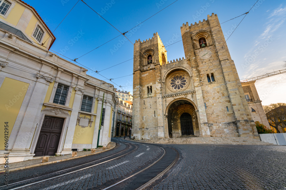 Santa Maria cathedral on a sunny summer day. Portugal