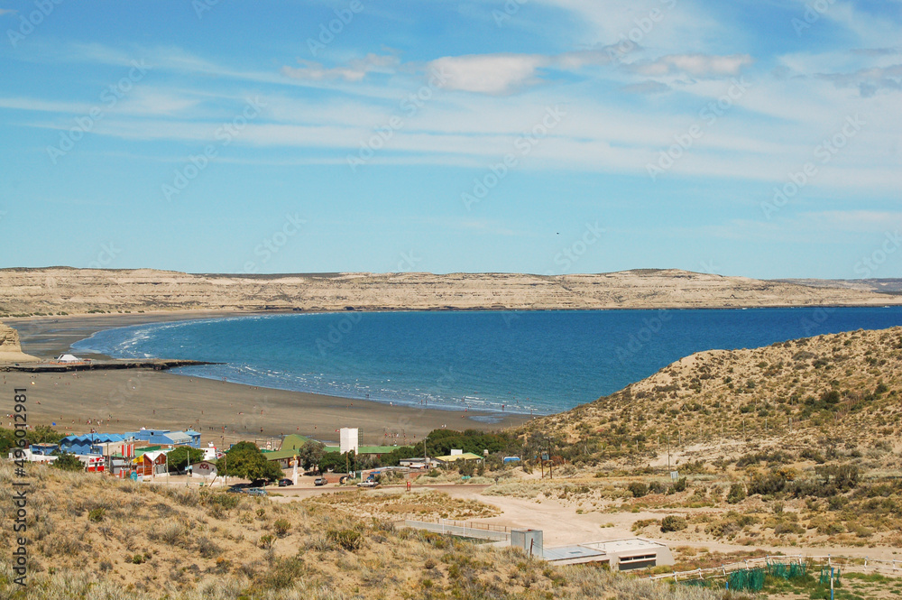aerial view of patagonic beach