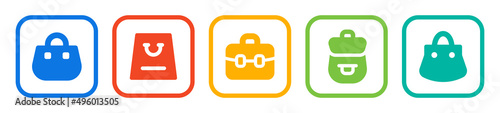 Bag icon collection in colorful design.