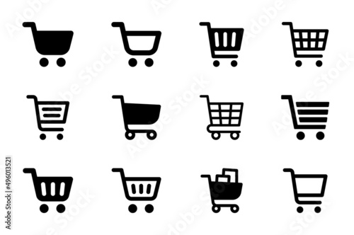 Fotobehang Shopping cart icon set