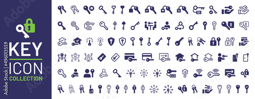 Key access icon collection. Security and privacy symbol vector illustration.