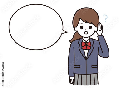 学生 女性 女子高校生 難聴 聞き返す 吹き出し