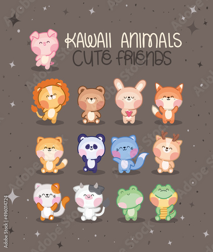 set of kawaii animals photo