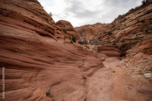 Swirling Erosion Of Rocks Leading Toward Slot Canyon