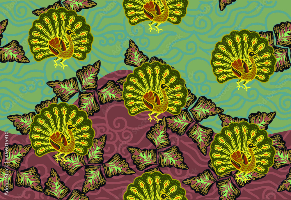 Indonesian batik motif with a very distinctive plant pattern. Exclusive vector for design Indonesian batik motif with a very distinctive plant pattern. Exclusive vector for design