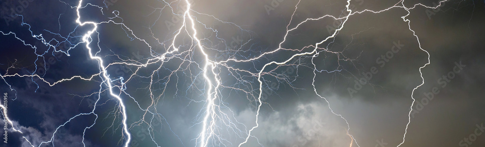 Fork lightning striking down during summer storm Fork lightning striking down during summer storm
