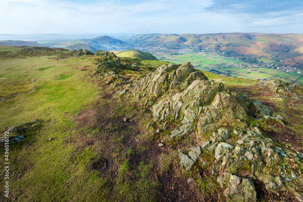 Caer Caradoc,rocky ridge lining the hilltop,Shropshire,England,United Kingdom.