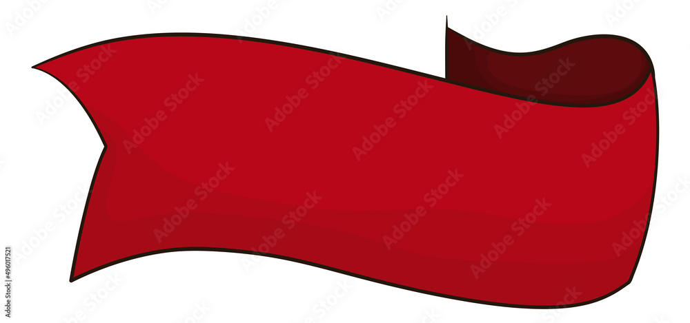 Template with waving red ribbon in cartoon style, Vector illustration Template with waving red ribbon in cartoon style, Vector illustration