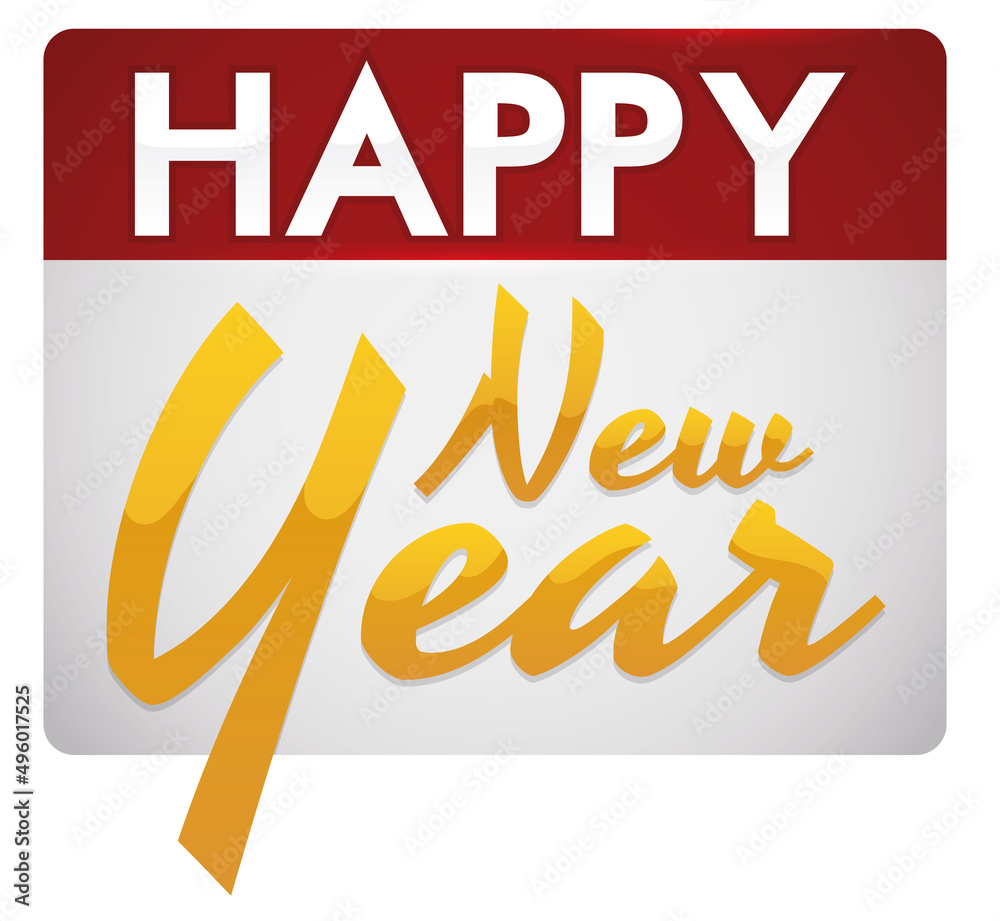 Loose-leaf calendar with greeting announcing New year celebration, Vector illustration Loose-leaf calendar with greeting announcing New year celebration, Vector illustration