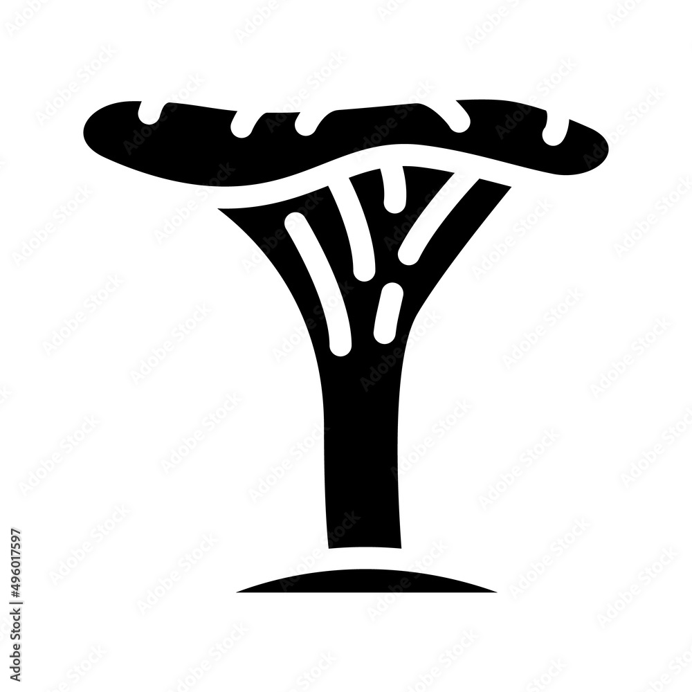 chanterelle mushroom glyph icon vector. chanterelle mushroom sign. isolated contour symbol black illustration chanterelle mushroom glyph icon vector. chanterelle mushroom sign. isolated contour symbol black illustration