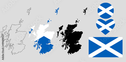 scotland map flag icon set photo