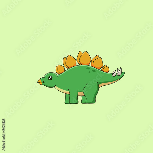 Cute stegosaurus cartoon. Vector illustration