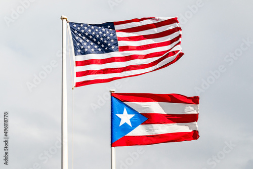 United States and Puerto Rico flags