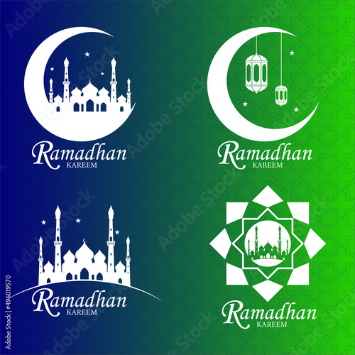 logo sets for ramadan design consists of  moon, mosque and star