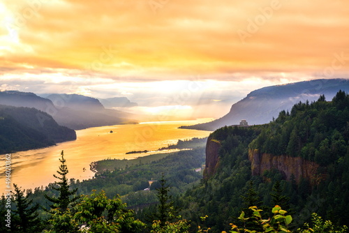 Sunrise Over The Columbia River Gorge, Oregon-USA
