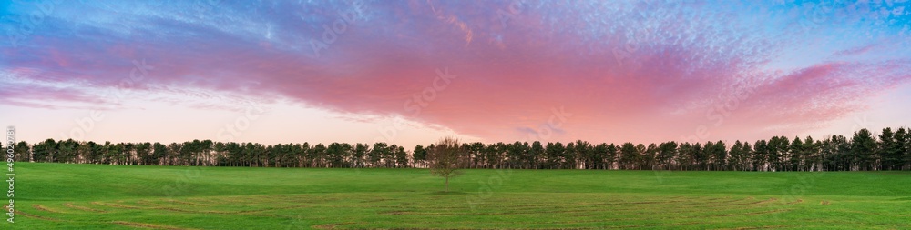 Willen Lakeside park at sunrise in Milton Keynes. England