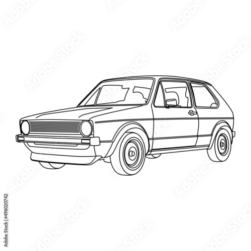 car outline illustration coloring template for kids