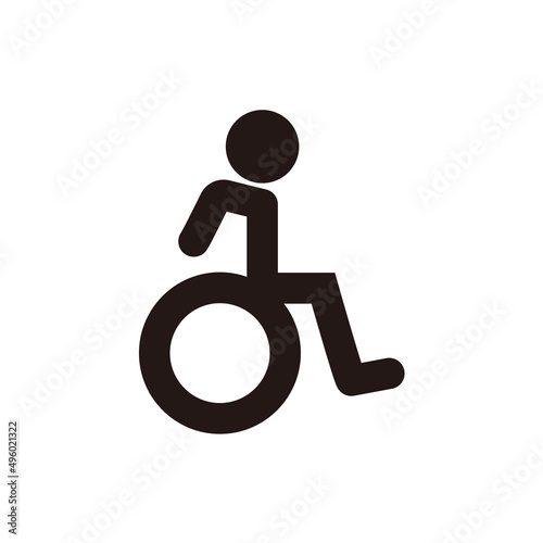 A person rowing a wheelchair. Vector.