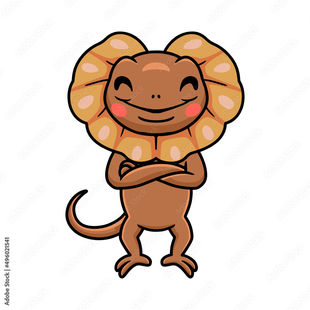 Obraz premium Cute little frilled lizard cartoon standing