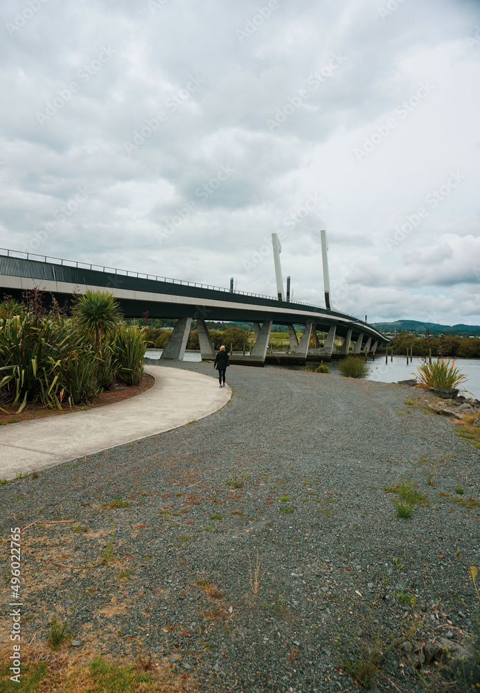 A Woman walking around Whangarei City Center, New Zealand.