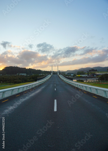 Sunset Around Te Matau A Pohe bridge in Whangarei, New Zealand.