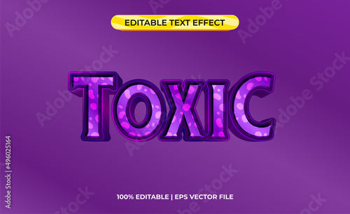 toxic 3d text effect with purple poison theme. typography template for toxic tittle game or film.