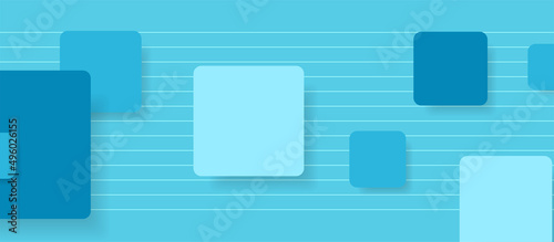 Blue cyan abstract minimal background with squares. Geometric vector design