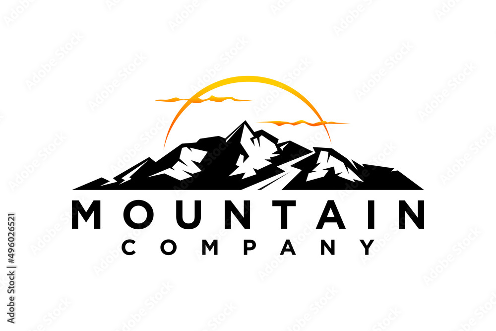 Mountain and Sun Rays, Mount Peak Hill Nature Landscape view for Adventure Outdoor logo