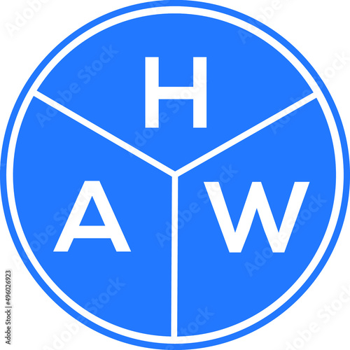 HAW letter logo design on black background. HAW  creative initials letter logo concept. HAW letter design. photo