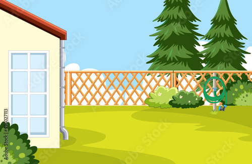 Scene of backyard with a fence