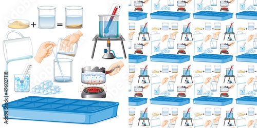 Seamless background with science experiment