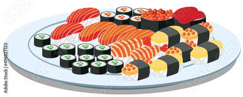 Japanese food with sushi in a plate