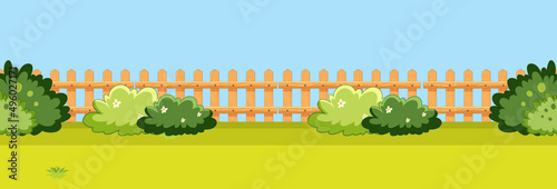Scene of backyard with a fence