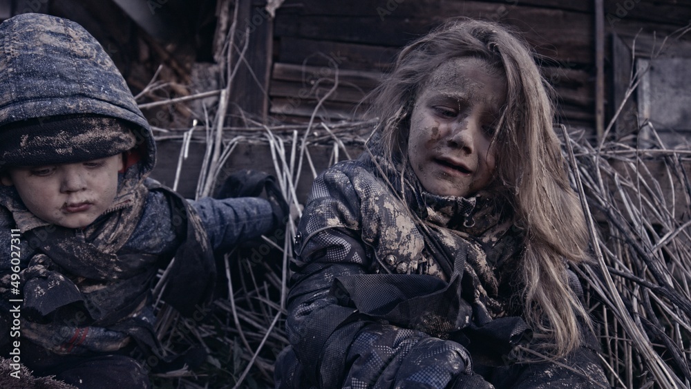 Children without a home, apocalypse, war Children without a home, apocalypse, war
