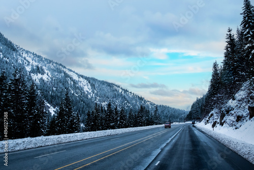 Winter road landscape,Winter Snow in America,