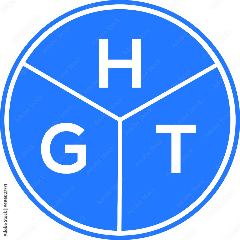 Fototapeta premium HGT letter logo design on White background. HGT creative Circle letter logo concept. HGT letter design. 