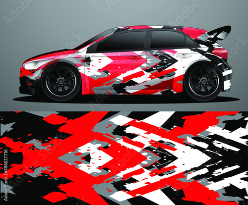 Rally car decal graphic wrap vector, abstract background