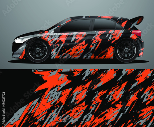 Rally car decal graphic wrap vector, abstract background