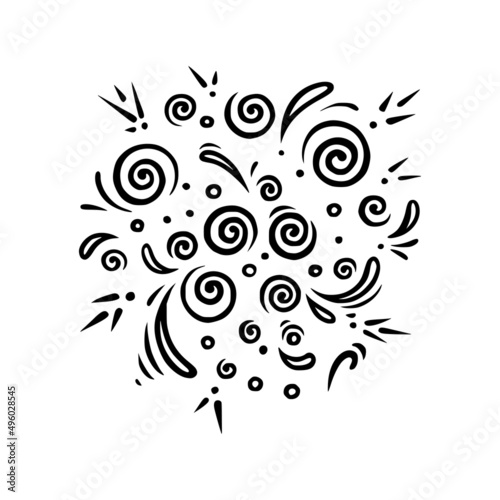 Doodle carnival firework. Shiny forework for parties and celebrations. Vector illustration isolated in white background